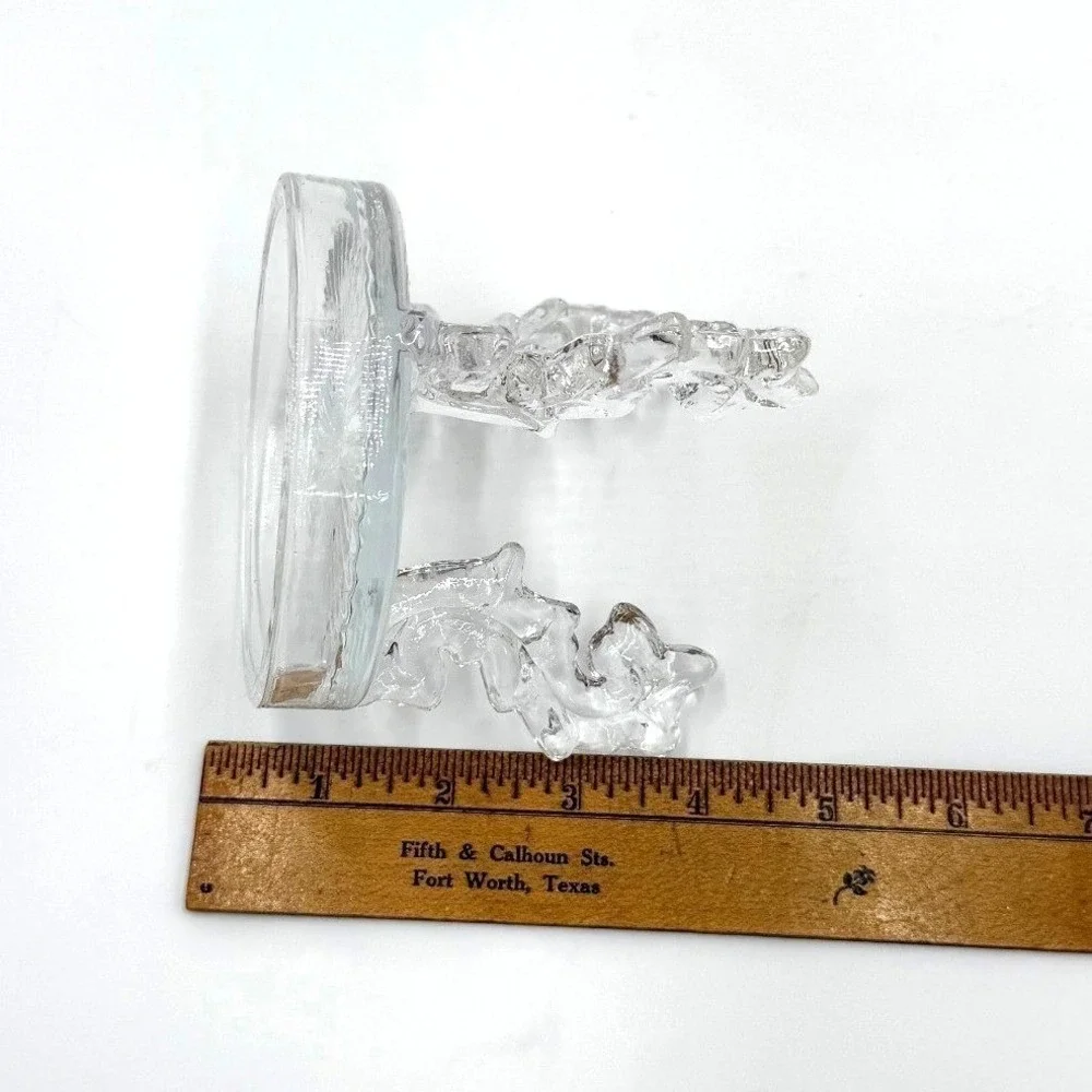 Clear Glass Crystal‎ Display Stand Holder Ornate Acanthus Leaf Design